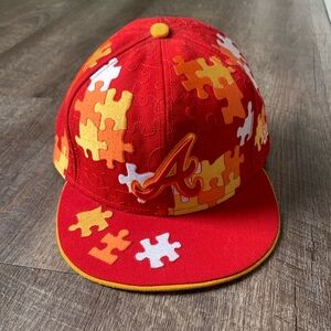 Atlanta Braves. New Era. MLB fitted hat. Size 7.5. Puzzle pieces.